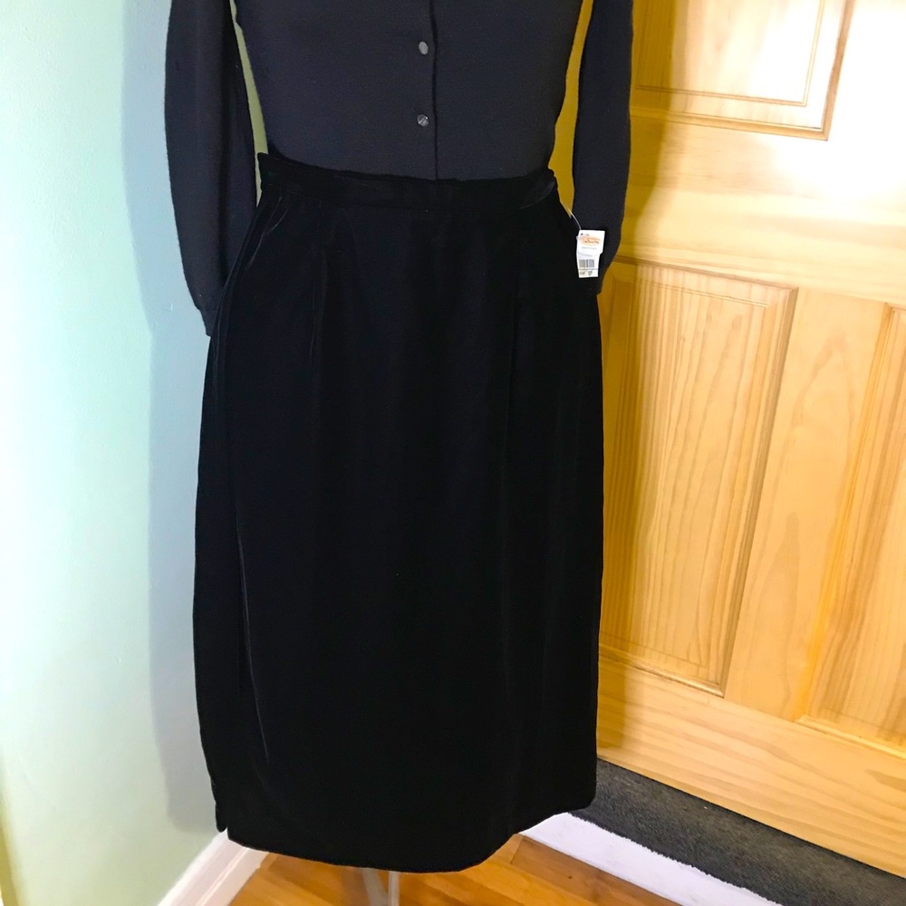 NWT Talbots Black Velour Pencil Skirt